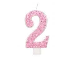 Unique Party-84252 Bougie, 84252, Rose/argenté