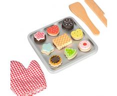 Kledio - Ensemble de Biscuits et Plaque de four - Jeux dImitation pour Enfants - En bois FSC - Parfait avec les Cuisine en bois Kledio - Multicolore