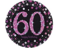 amscan 9900620 Celebration 60e Assiettes en Papier prismatique