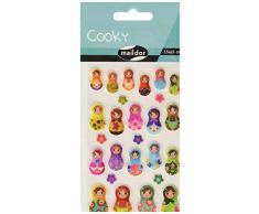 Maildor 560406C - Un sachet de gommettes 3D Cooky 1 planche 7,5x12cm, Poupées russes (26 stickers)