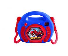 Lexibook Marvel Spider-Man Peter Parker Lecteur CD pour enfant avec 2 microphones jouets, prise écouteurs, à piles, Bleu/Rouge, RCDK100FZ