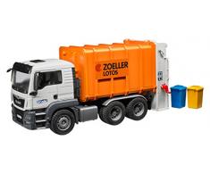 BRUDER - 03762 - Camion poubelle MAN TGS orange avec 2 poubelles