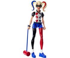 DC Super Hero Girls Figurine Articulée Harley Quinn de 15 cm aux cheveux tricolores en tenue de super-héroine à collectionner, jouet enfant, DMM36
