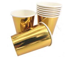 Folat Tasses Jetables Couleur Métallique Or, 50690