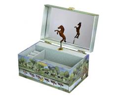 TROUSSELIER - Cheval de Normandie - Boîte à Bijoux Musicale - Idéal Cadeau Jeune Fille - Phosphorescent - Brille dans la nuit - Musique Beautiful Dreamer - Colori Vert