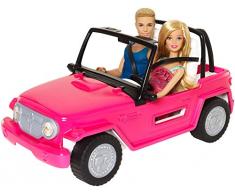 Barbie Voiture Beach Cruiser Décapotable de Plage Rose, Poupée Barbie et Ken Incluses, Jouet pour Enfant, CJD12
