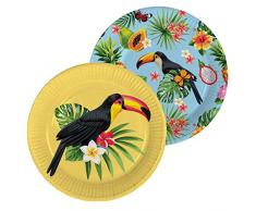 Folat Lot de 8 Assiettes de fête TUKAN pour fête à thème ou Anniversaire denfant