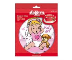 Dekora- Decoration Gateau Anniversaire Feuille Azyme Baby Girl-20 cm Diametre, 145087