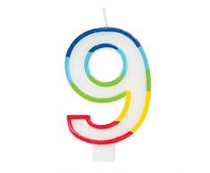 Unique Party 19949 Bougie danniversaire Motif bordure arc-en-ciel Numéro 9