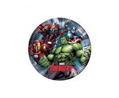 Ciao 86664 – Assiettes en papier (thème Marvel Avengers Power) -8 pièces, multicolore - 19.5 cm