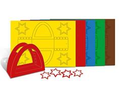 Ursus 2350099 Lot de 25 lanternes Rondes en Carton Photo 300 g/m² 47 x 54 cm avec 100 étoiles Diamètre env. 15,2 cm, Multicolore