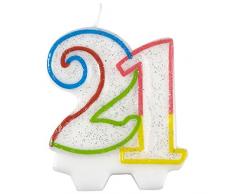 amscan 9900809 7.5 cm Milestone 21ème Anniversaire Bougie