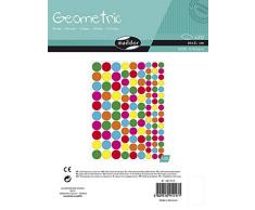 Maildor AE117O - Un sachet de gommettes Géométriques 20 planches 16x21 cm, couleurs assorties Ronds (2 280 stickers)