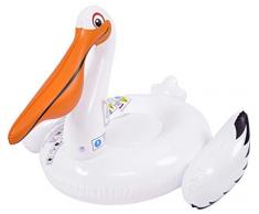 JILONG 37452 - Matelas Gonflable Pelican Géant - Pour Piscine et Plage - 128 cm x 115 cm x 84 cm - Blanc