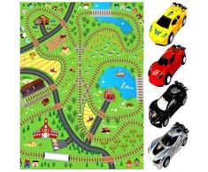 Rexco Géant Enfants Enfants Voie Ferrée Lignes City Playmat Amusant Ville Trains Voitures Jeu Village Ferme Route Tapis Jouet Tapis