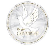 Amscan International 9904533 Amscan Lot de 8 assiettes en carton Imprimé Confirmation Couleur