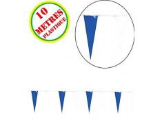 AEC - Gu20512 - Guirlande 25pavillons Plastique Triangle 16x27cm Bleu Roy Blanc10m