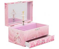 TROUSSELIER - Ballerine - Boîte à Bijoux Musicale - Idéal Cadeau Jeune Fille - Phosphorescent - Brille dans la nuit - Musique Nocturne de Chopin - Colori Rose