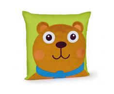 Oops Little Helper Coussin en Coton Snuggle Coque arrière Rigide avec Grand Super Doux et Tactile 3D Ours Applique