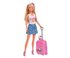 Simba- Hello Kitty-Steffi Love-en Voyage Poupée, 109283012, Bleu