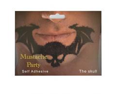 Gifts SHATCHI-1359 Lot de 4 fausses moustache/moustache en forme de crâne autocollant pour Halloween Motif moustache pirate Noir