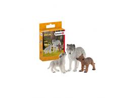 Schleich- Figurine Maman Loup avec louveteaux Wild Life, 42472, Multicolore