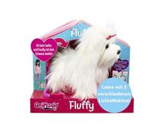 Animagic - Mon petit chiot Fluffy 3.0 - Marche, remue la queue et aboie - laisse lumineuse - Peluche chien interactive