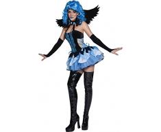 Smiffys Costume dange déchu teinte jardin, bleu et noir, avec robe, ailes et gants