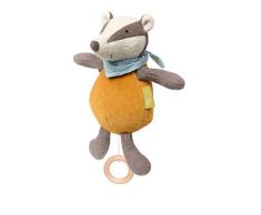 Sigikid, Filles et Garçons, Peluche avec Boîtier Musical Amovible, Blaireau Kasimir Green Collection, Jouets pour bébés, Recommandé dès la Naissance, Orange/Gris, 39172