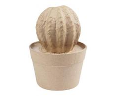 Décopatch HD046C - Un support en papier brun pulpé 9,5x9,5x13,5 cm, Cactus coussin de belle-mère