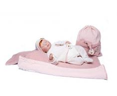 Poupée Guca- Poupée Reborn Patricia Ensemble Point Rose et Blanc avec Bord, Matelas à Langer et Sac à Dos 46 cm, Multicolore (18025)