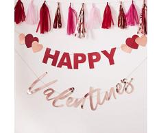 Ginger Ray HG-309 Guirlande décorative en or rose avec cœurs Multicolore