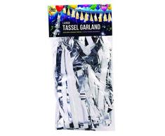 Novelties-SK97205 Forum Novelties SK97205 Guirlande à Pompons en forme de Ballon Argenté et blanc, Metallic Silver & White