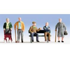 Noch - 15551 - Modélisme Ferroviaire - Personnes Âgées - 5 Figurines avec Banc