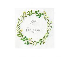 Talking Tables Lot de serviettes de table en forme de couronne de cocktail pour ajouter une touche de romantisme à votre table 16 à 12 cm, blanc, vert