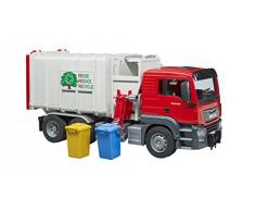 BRUDER - 03761 - Camion poubelle MAN TGS avec 2 poubelles - Rouge