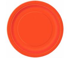 Unique Party - 3224 - Paquet de 8 Assiettes en Carton - 18 cm - Orange