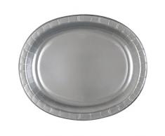 Unique Party - 33429 - Paquet de 8 Assiettes en Carton Ovales - Argent