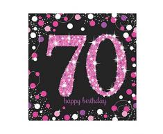 Amscan International 9901745 Célébration Rose 70ème Serviette de Table, 33 cm