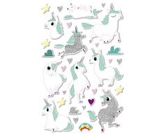 Maildor AE152C - Un sachet de gommettes Puffy 1 planche 10,5x16cm, Licornes (30 stickers)