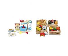 Melissa & Doug- Ensemble en Bois avec Batteur pour Faire Un Gâteau 11 Pièces, 19840 & 10271 - Jeu dimitation - Ensemble d´Aliments