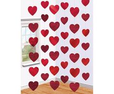 Shatchi Lot de 6 guirlandes de décoration murale en forme de cœur Rouge 17,8 m