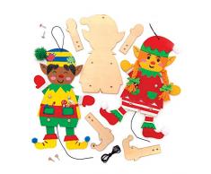 Baker Ross Kits de Couture marionnettes à Main de Lutins de Noël (Paquet de 4) - Loisirs créatifs festifs pour Enfants