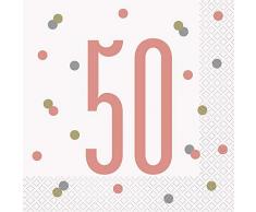 Unique Party- Serviettes de table en papier, 84884, Rose Gold