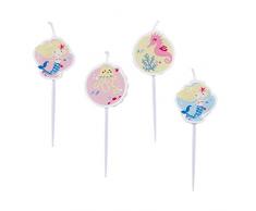 amscan 9903048 Lot de 4 Mini Bougies en Forme de sirène Multicolore