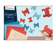 Avenue Mandarine 42721O - Une boite créative Origami Initiation n°2 comprenant 40 feuilles de papier origami, une planche de stickers et 10 modèles de pliage