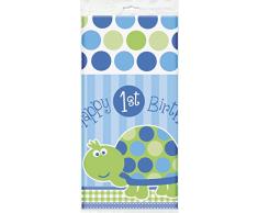 Nappe en Plastique 1er Anniversaire Tortue Bleue, 213 cm x 137 cm