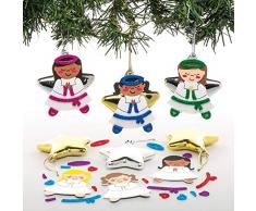 Baker Ross Kits de Boules de Noël Ange en étoile (Paquet de 6) - Loisirs créatifs de Noël pour Enfants