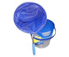 Idena 40081 – Poisson Poubelle avec Anse, Épuisette télescopique, Bleu