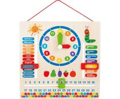 Small Foot Design - 10460 - Tableau Educatif Date et Heure - La Chenille Qui Fait des Trous - Anglais